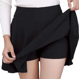 Skorts for Women-2025 Summer Casual Plus Size Solid Color Mini Skirt with Shorts Underneath
