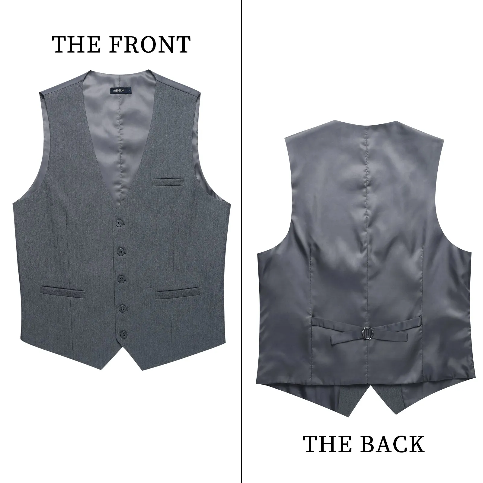 Solid Slim Suit Vest - C2-GREY