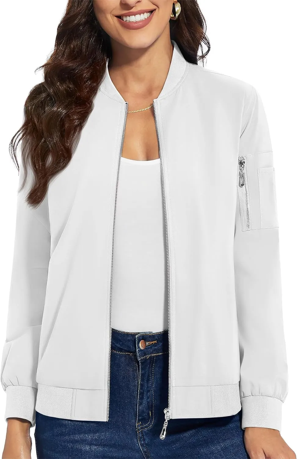 TACVASEN Women's Bomber Jackets Lightweight Casual Jacket Full Zip Windbreaker Fall Jacket