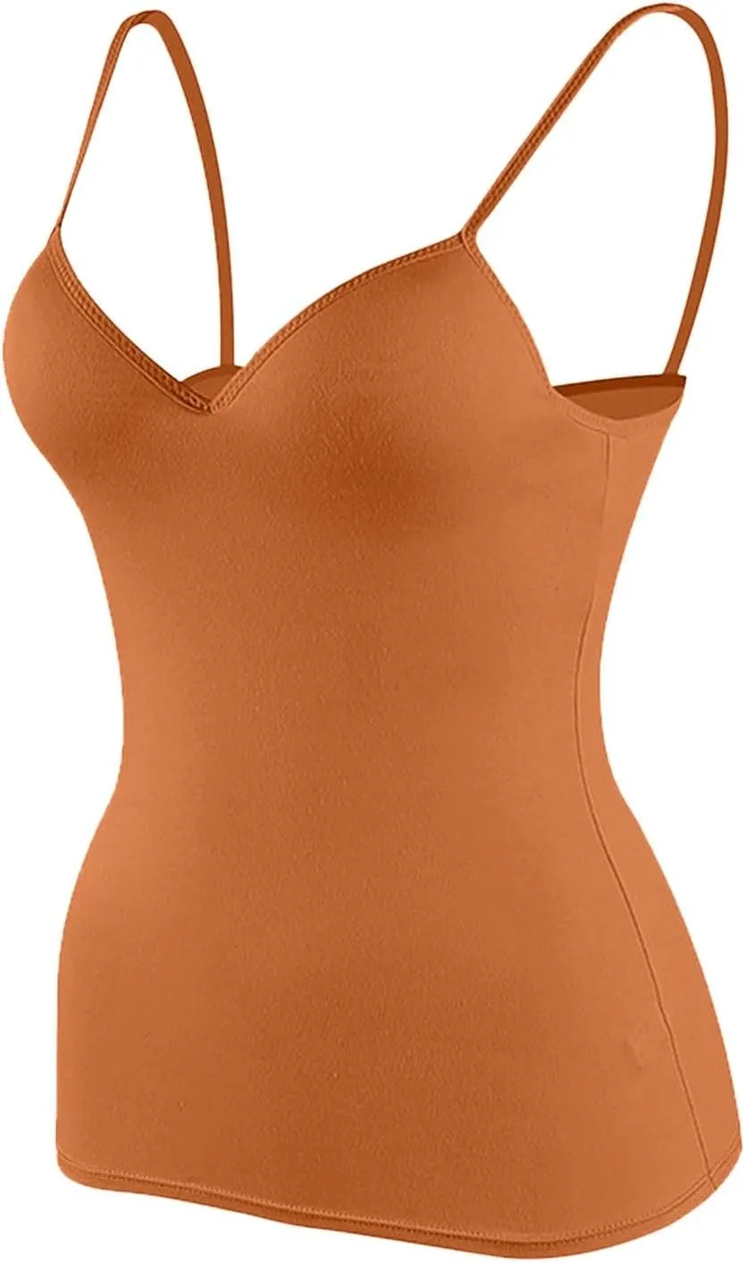 Tank Top for Women with Built in Bra 2025 Summer Slim Sexy Camisole Tops Casual Comfy Yoga Workout Padded Shirts