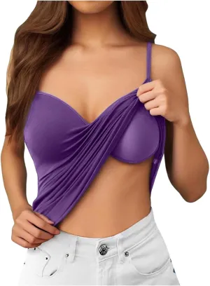 Tank Top for Women with Built in Bra 2025 Summer Slim Sexy Camisole Tops Casual Comfy Yoga Workout Padded Shirts