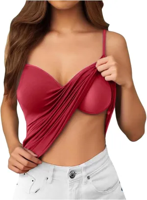 Tank Top for Women with Built in Bra 2025 Summer Slim Sexy Camisole Tops Casual Comfy Yoga Workout Padded Shirts