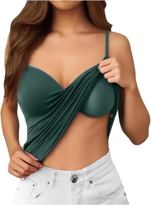 Tank Top for Women with Built in Bra 2025 Summer Slim Sexy Camisole Tops Casual Comfy Yoga Workout Padded Shirts