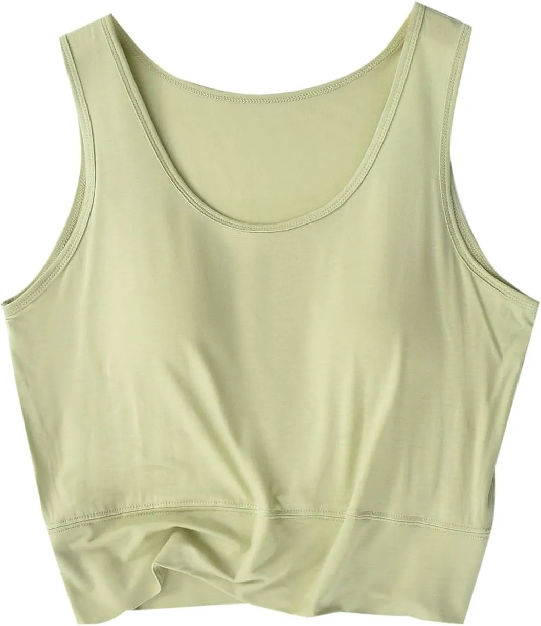 Tank Top with Bra, Racerback Workout Yoga Cropped Tops Undershirt Cotton Camisole Workout Sports Padded Cami