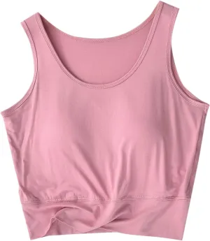 Tank Top with Bra, Racerback Workout Yoga Cropped Tops Undershirt Cotton Camisole Workout Sports Padded Cami