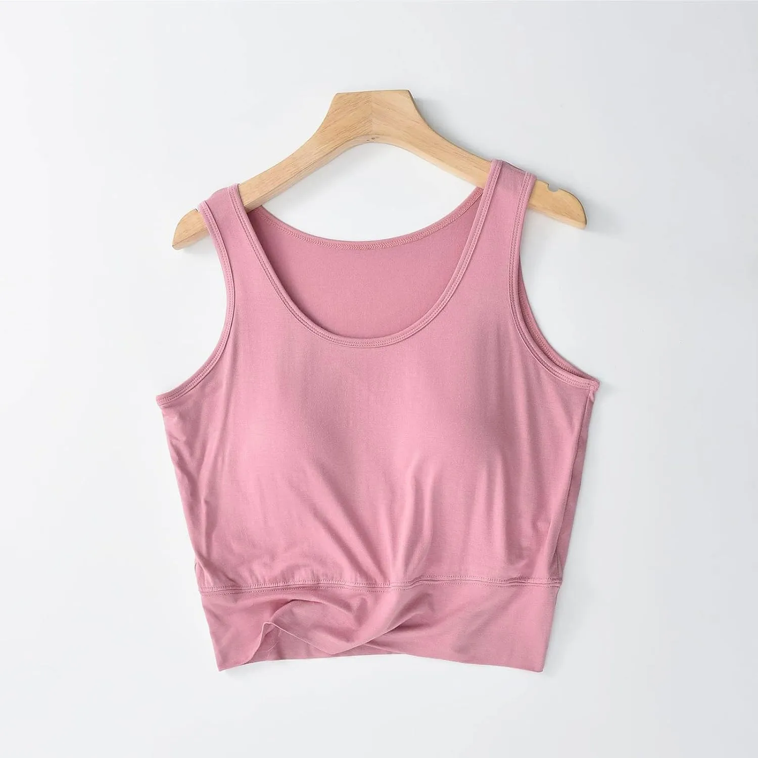 Tank Top with Bra, Racerback Workout Yoga Cropped Tops Undershirt Cotton Camisole Workout Sports Padded Cami