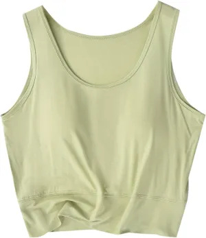 Tank Top with Bra, Racerback Workout Yoga Cropped Tops Undershirt Cotton Camisole Workout Sports Padded Cami