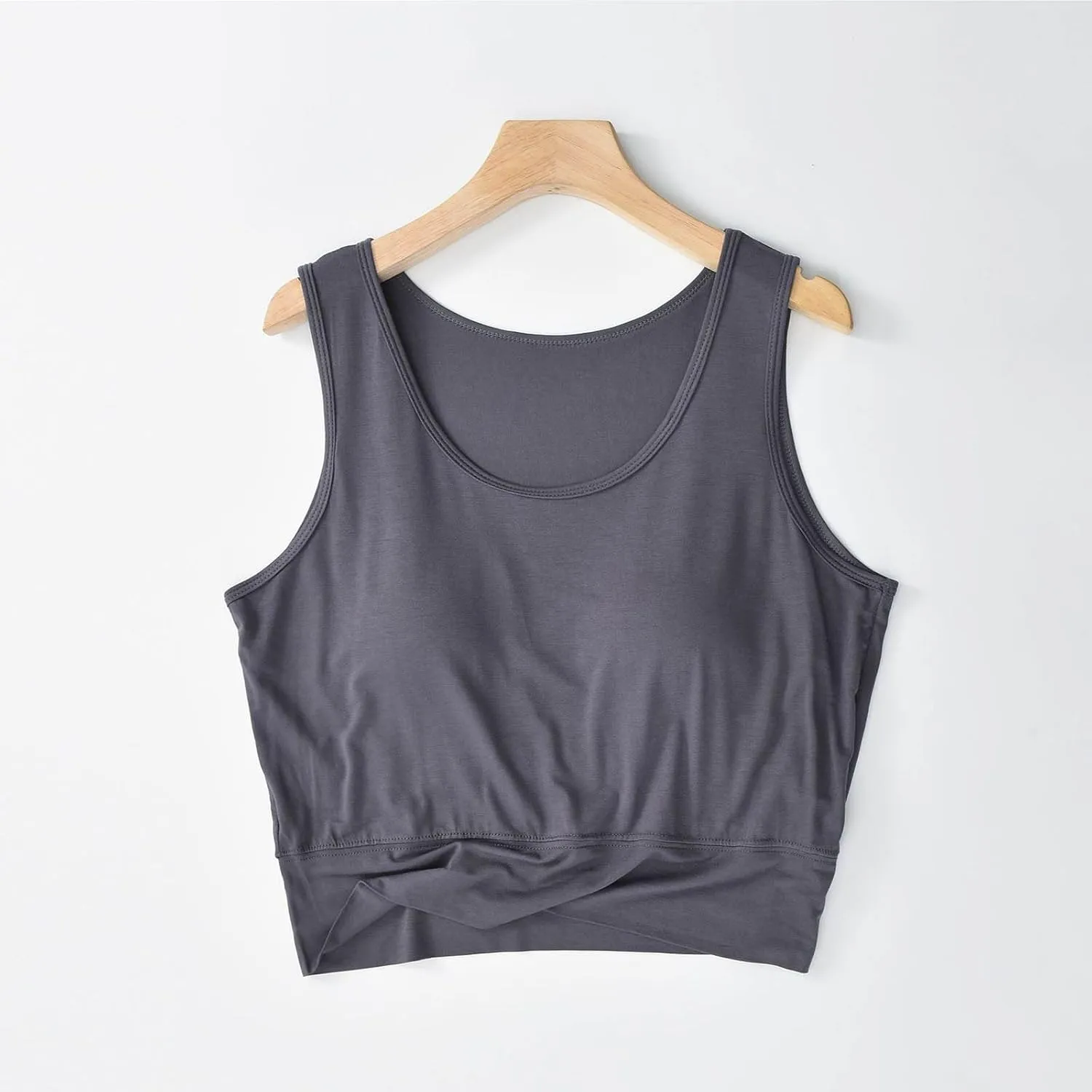 Tank Top with Bra, Racerback Workout Yoga Cropped Tops Undershirt Cotton Camisole Workout Sports Padded Cami