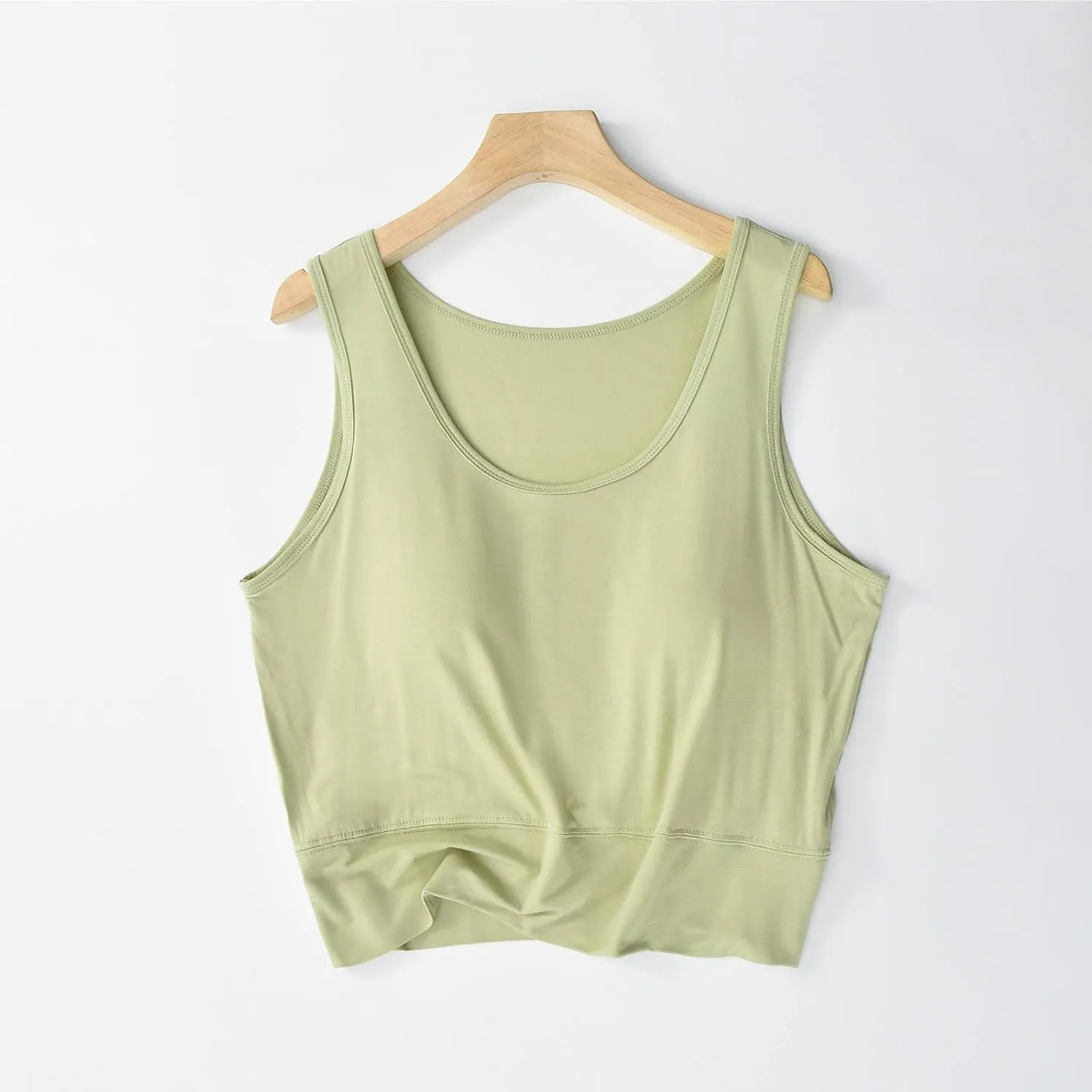 Tank Top with Bra, Racerback Workout Yoga Cropped Tops Undershirt Cotton Camisole Workout Sports Padded Cami