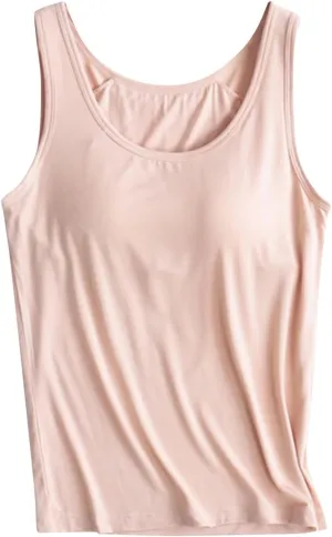 Tank Top with Built in Bra for Women Sleeveless Workout Tops Shelf Bra Tank Tops Soft Sleep Racerback Camis Yoga Shirt