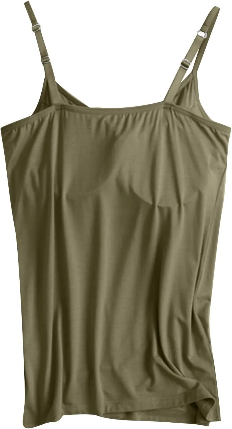Tank Top with Built in Bra for Women Summer Casual Sexy Cotton Spaghetti Strap Plus Size Wireless Yoga Camisole Tops