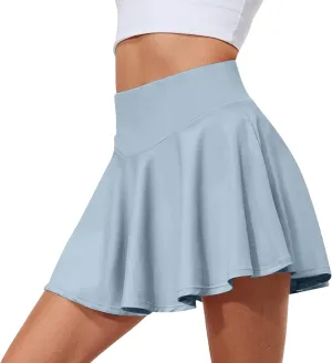 Tennis Skirts for Women Elastic Yoga Athletic Golf Skort Dress Summer High Waisted Mini Skirt with Shorts Pockets