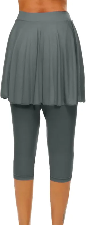Tennis Skirts for Women Yoga Golf Pants Skorts Womens Capri Leggings with Pockets Skirted Gym Legging with Athletic Skirt