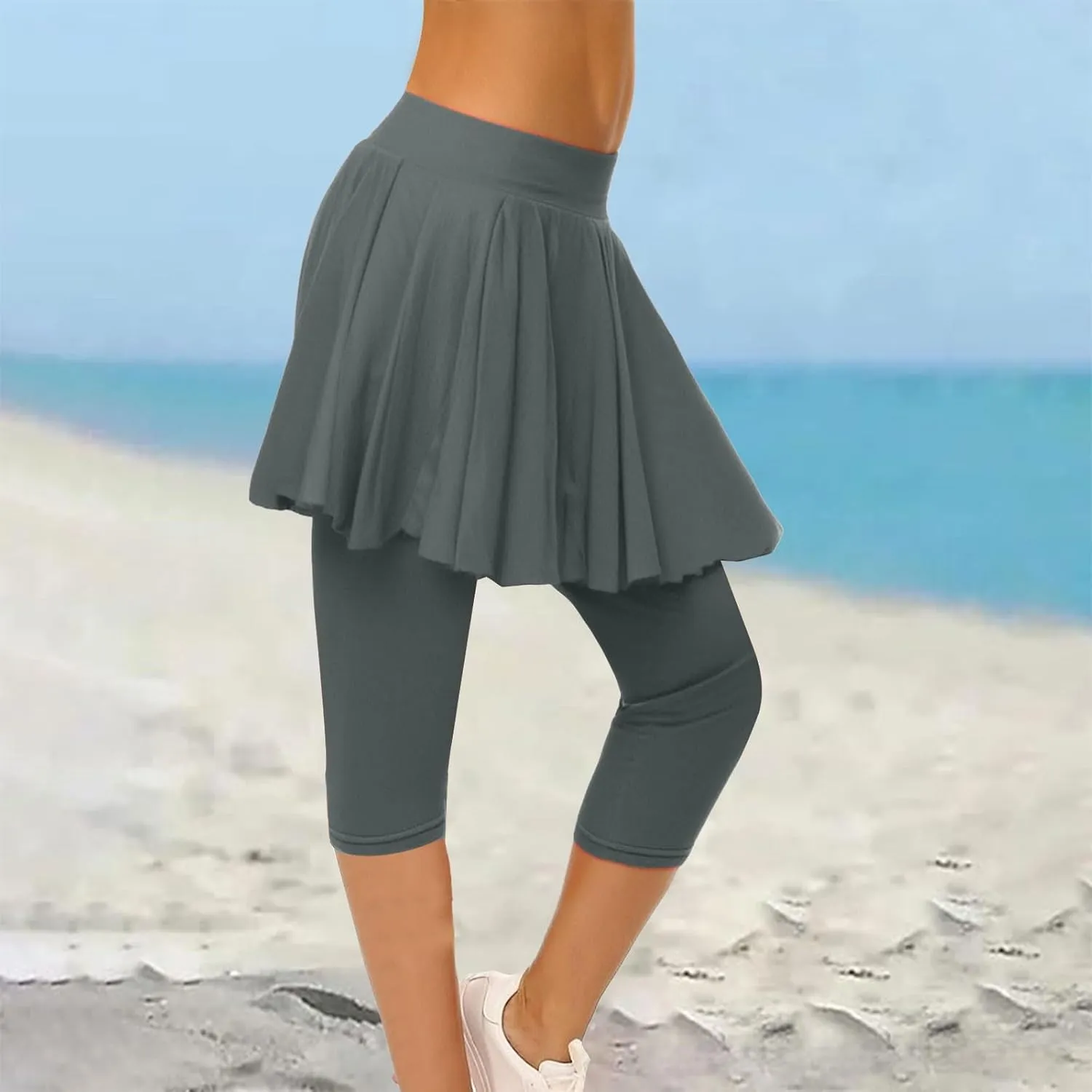 Tennis Skirts for Women Yoga Golf Pants Skorts Womens Capri Leggings with Pockets Skirted Gym Legging with Athletic Skirt