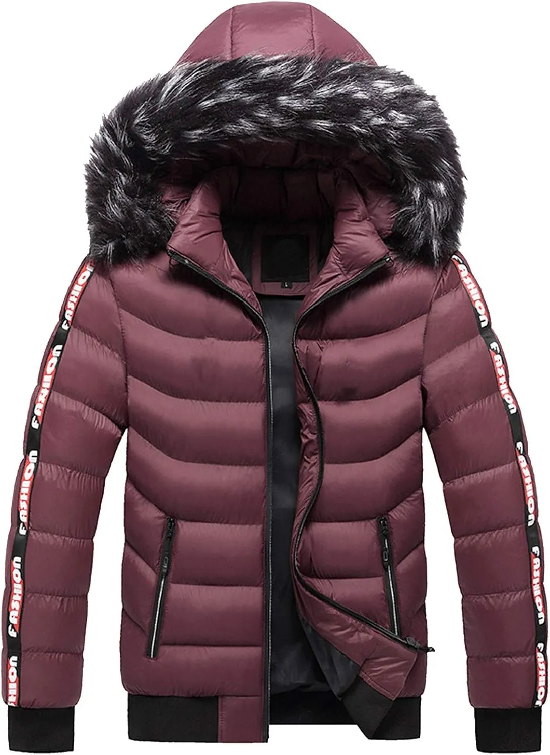 The Day on Clearance Deals Men Faux Hooded Cotton Padded Outerwear and Coats Mens Raincoats with Hood in Law Birthday Gifts Cold Weather Hoodie Jackets for Men Sport Apparel