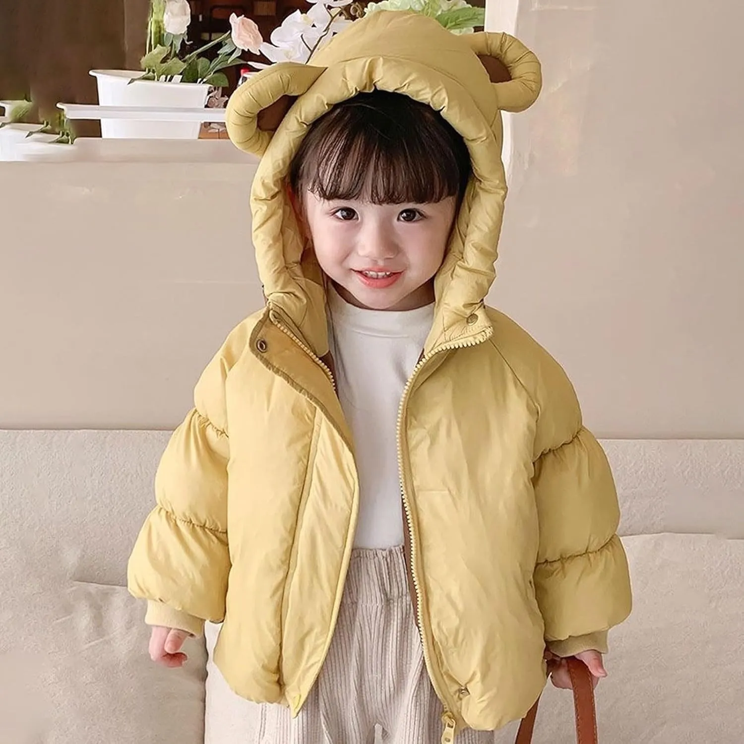 Toddler Baby Boys Girls Winter Warm Coat Hooded Down Jacket Outerwear Cotton Clothing Padded Hoodie Coat