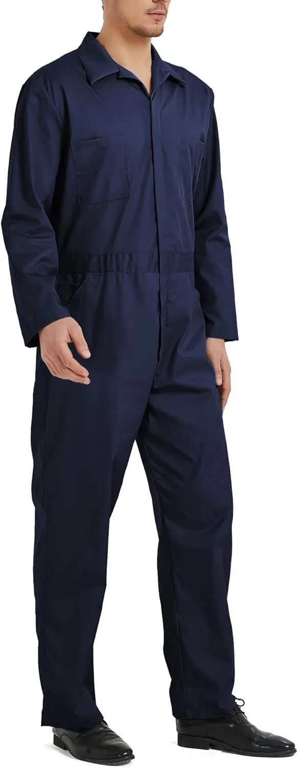 TopTie Men's Long Sleeve Coverall, Snap and Zip-Front Coverall Lightweight Work Wear Suit