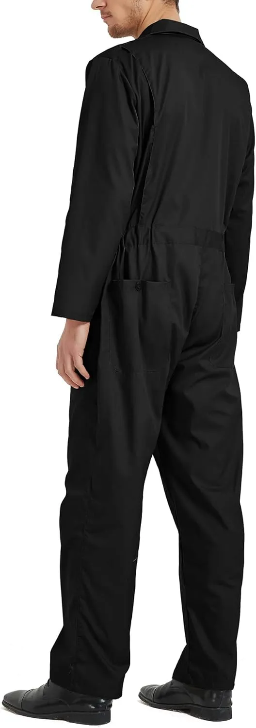 TopTie Men's Long Sleeve Coverall, Snap and Zip-Front Coverall Lightweight Work Wear Suit
