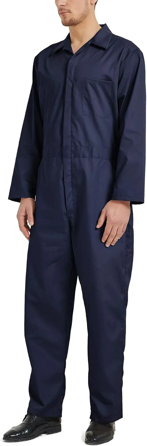 TopTie Men's Long Sleeve Coverall, Snap and Zip-Front Coverall Lightweight Work Wear Suit