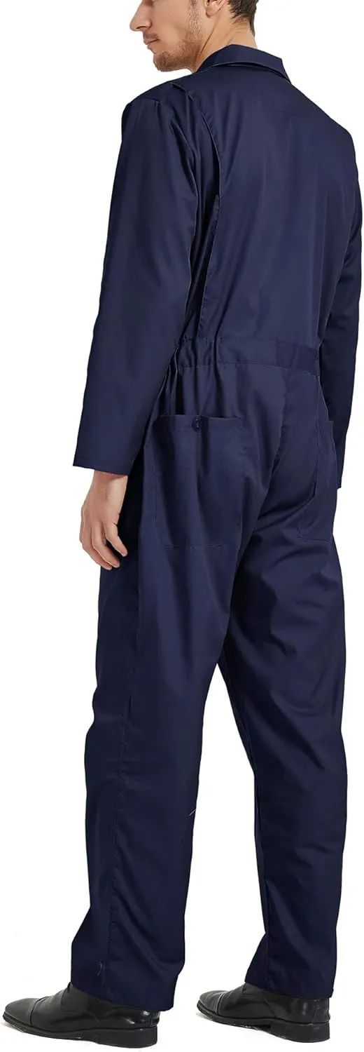 TopTie Men's Long Sleeve Coverall, Snap and Zip-Front Coverall Lightweight Work Wear Suit
