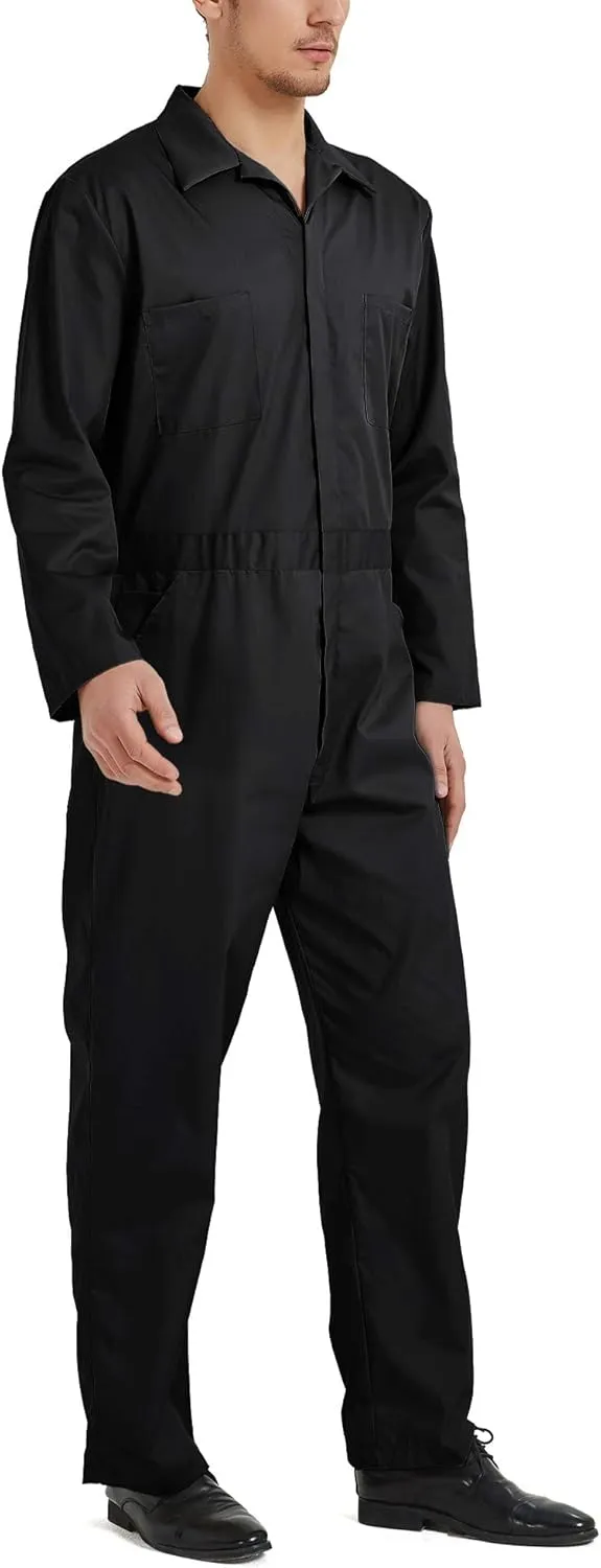 TopTie Men's Long Sleeve Coverall, Snap and Zip-Front Coverall Lightweight Work Wear Suit