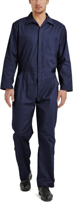 TopTie Men's Long Sleeve Coverall, Snap and Zip-Front Coverall Lightweight Work Wear Suit