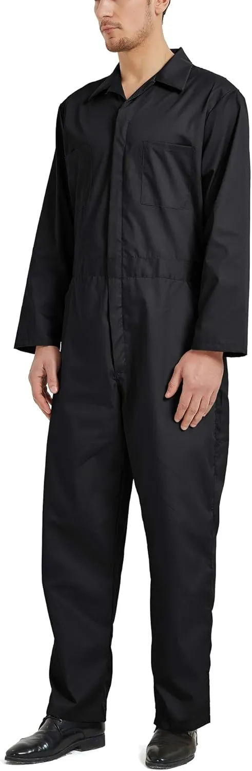 TopTie Men's Long Sleeve Coverall, Snap and Zip-Front Coverall Lightweight Work Wear Suit