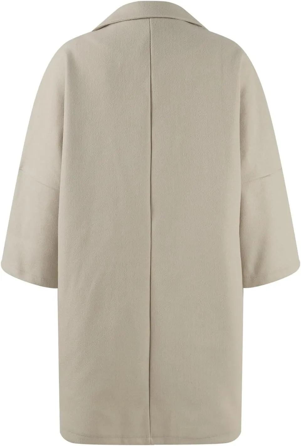 Trench Coat Women 3/4 Sleeve Lapel Neck Winter Pea Coats Casual Thermal Single Breasted Jacket Overcoat with Pockets