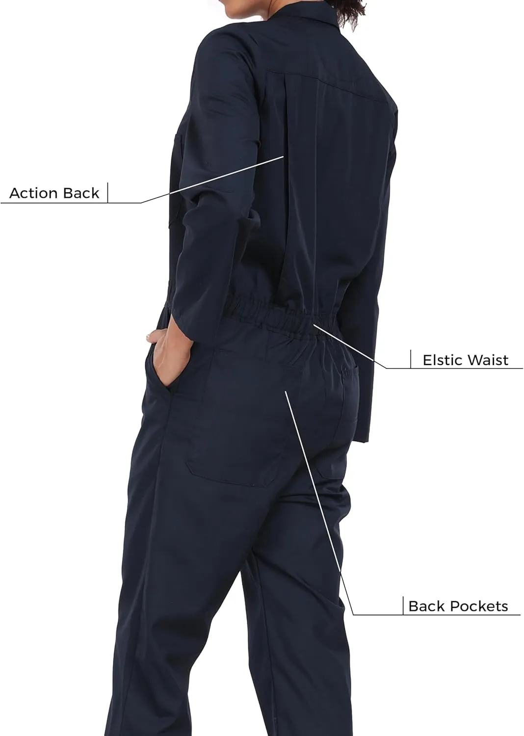 Ubon Women's Lightweight Coverall, Snap-Front Cotton Work Jumpsuit with Multi Pockets