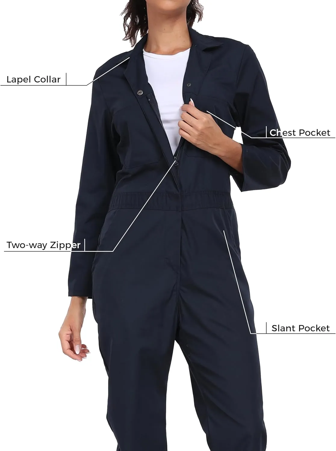 Ubon Women's Lightweight Coverall, Snap-Front Cotton Work Jumpsuit with Multi Pockets
