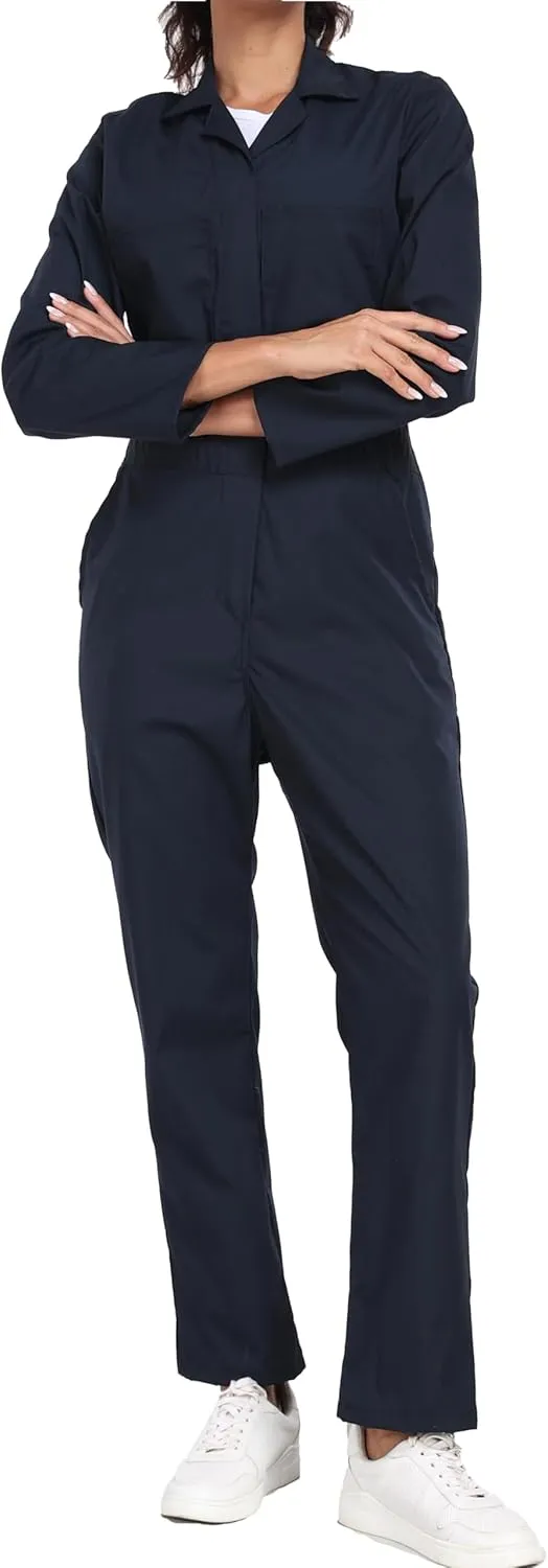 Ubon Women's Lightweight Coverall, Snap-Front Cotton Work Jumpsuit with Multi Pockets