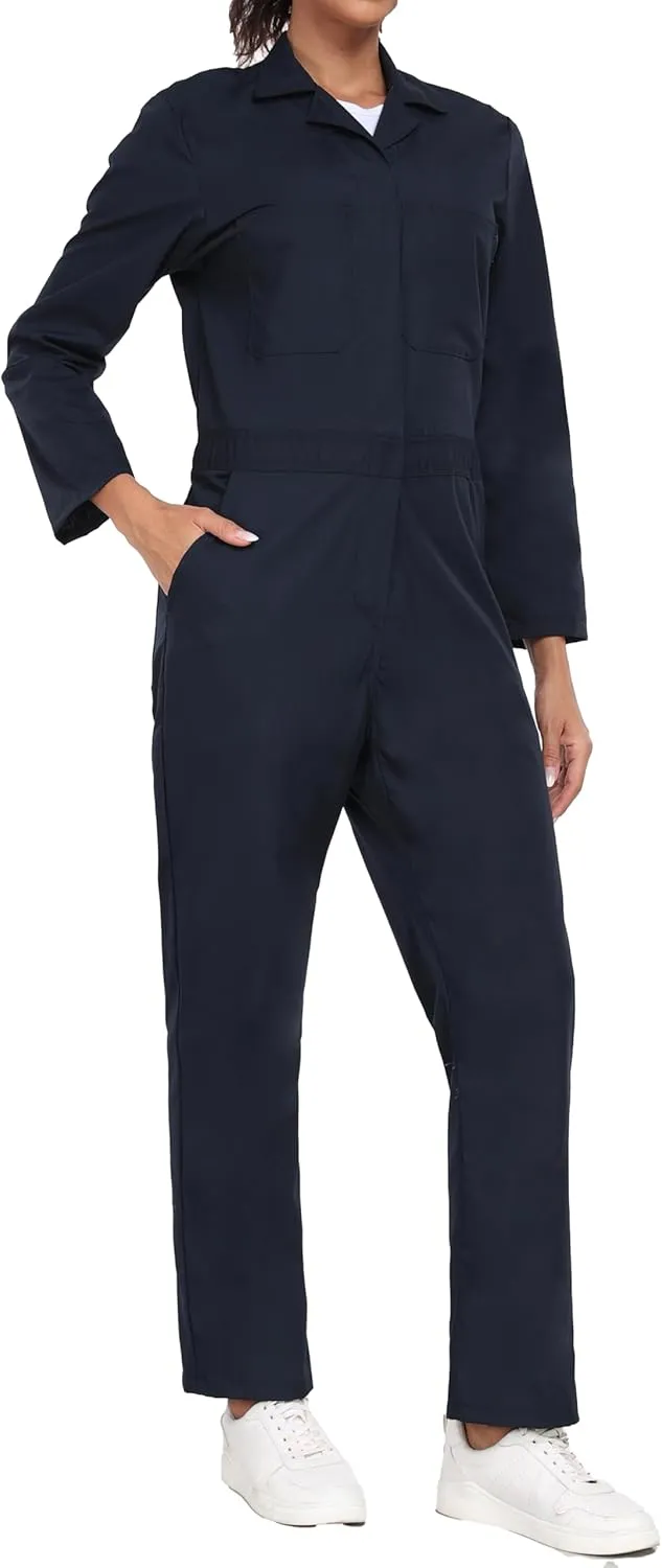 Ubon Women's Lightweight Coverall, Snap-Front Cotton Work Jumpsuit with Multi Pockets