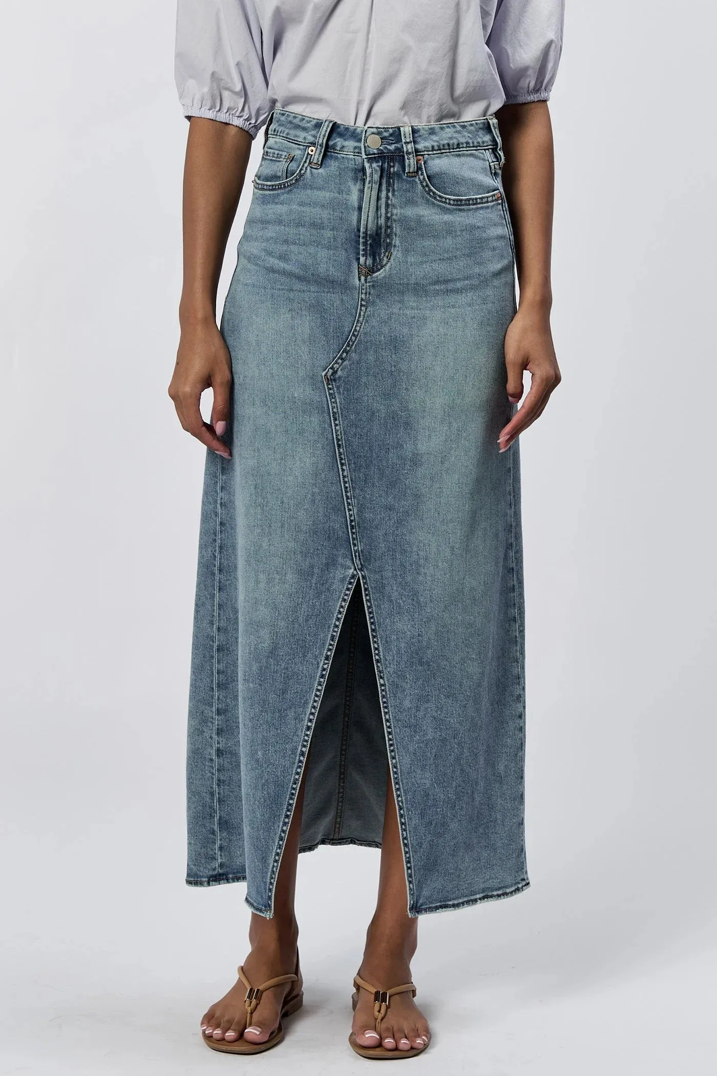 Vianna Front Slit Denim Skirt