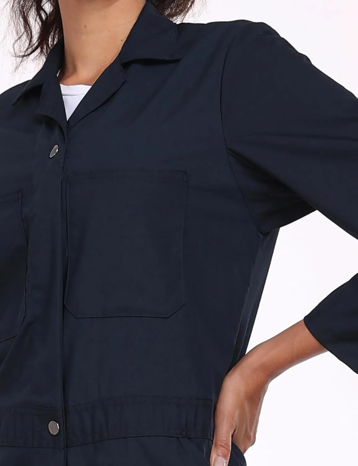 wantdo Coveralls for Women, Snap-Front Cotton Work Jumpsuits Twill Action Back