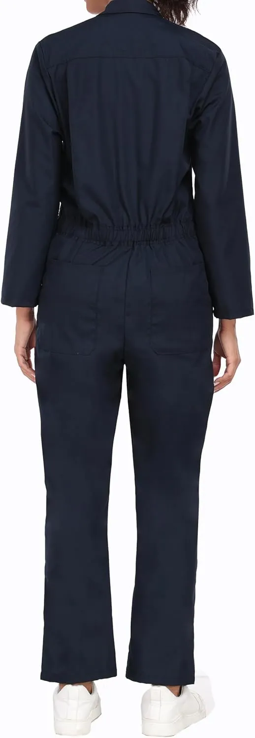wantdo Coveralls for Women, Snap-Front Cotton Work Jumpsuits Twill Action Back