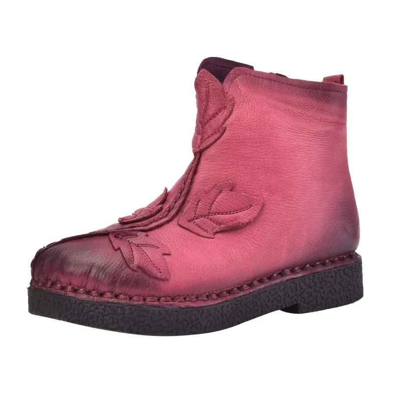 Winter Retro Leather Velvet Boots | Gift Shoes