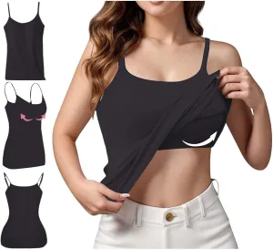 Women Camisoles Tank Top Trendy Basic Yoga Vest with Built in Padded Cotton 2025 Summer Home Daily Casual Shirts