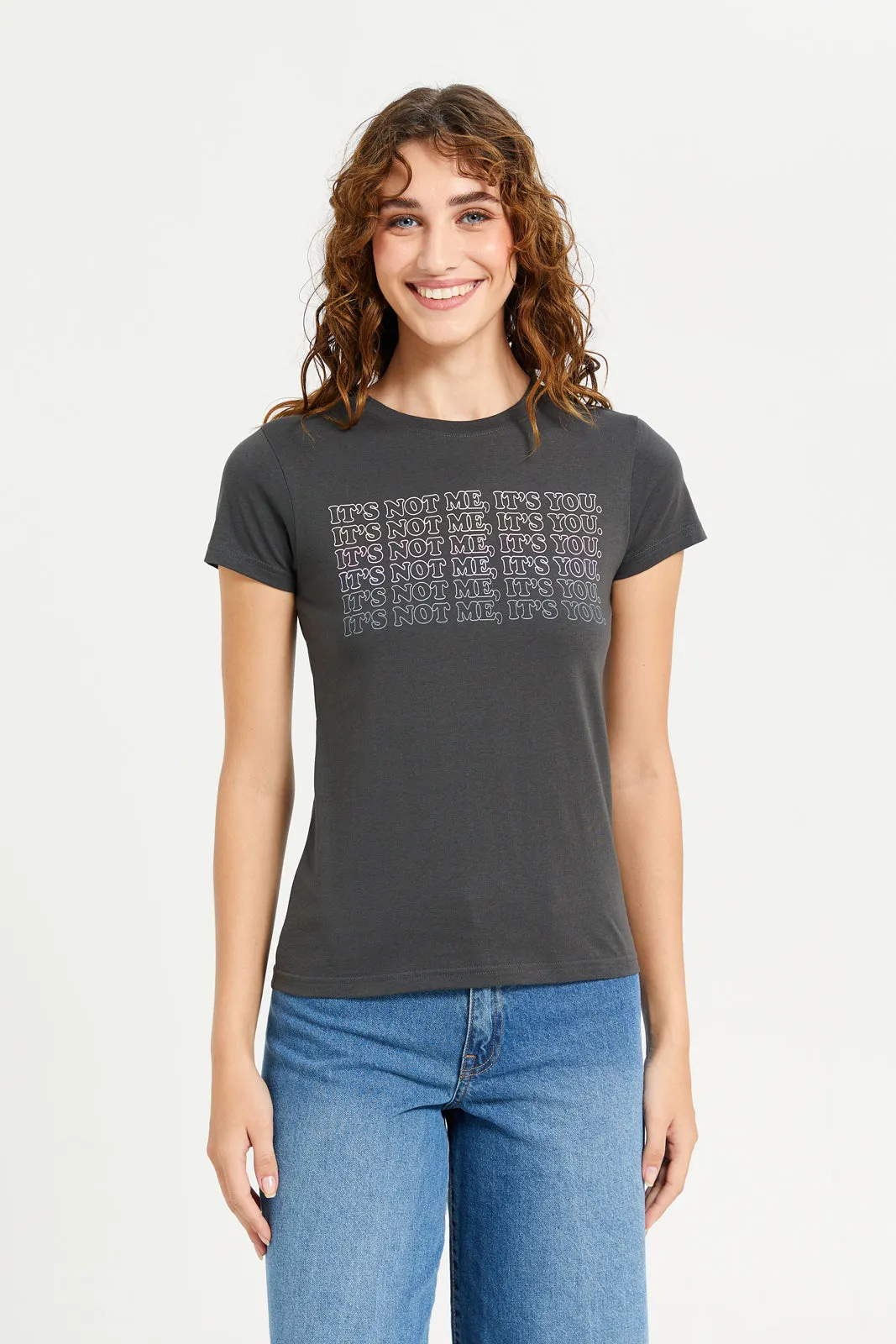 Women Charcoal Graphic T-Shirt