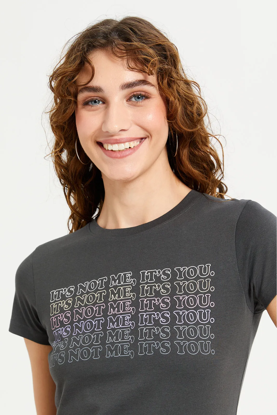 Women Charcoal Graphic T-Shirt