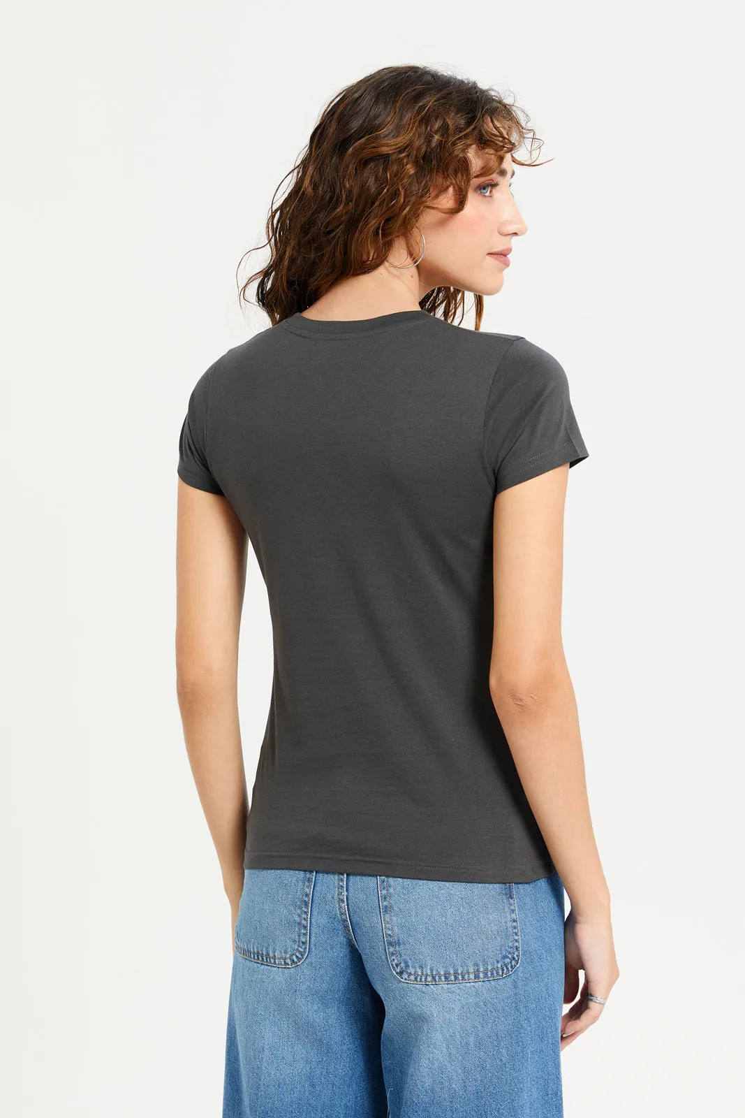 Women Charcoal Graphic T-Shirt