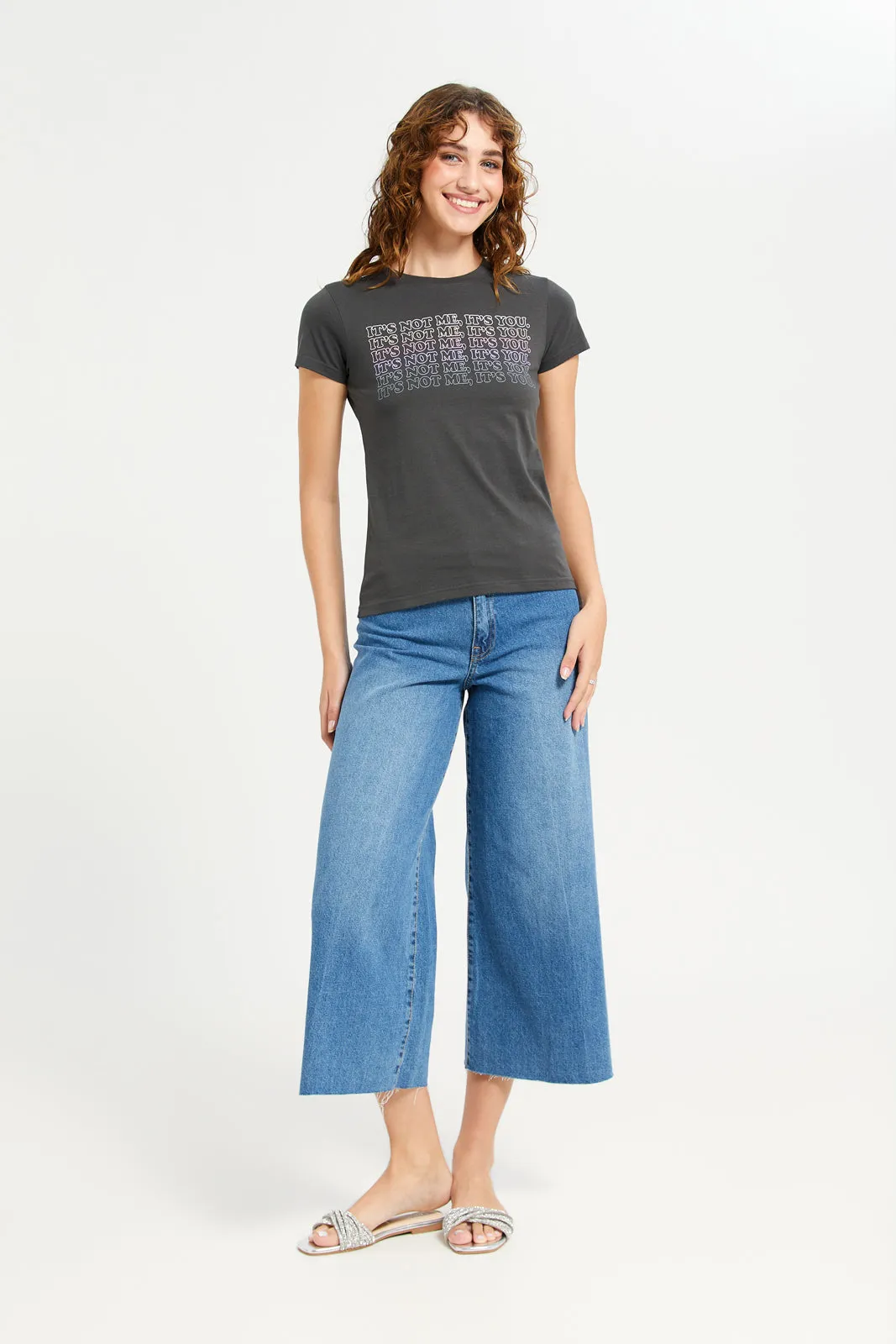 Women Charcoal Graphic T-Shirt