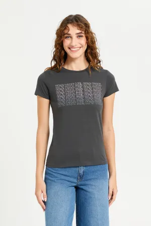 Women Charcoal Graphic T-Shirt