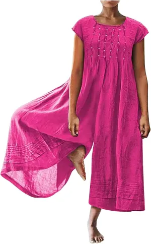 Women Coveralls Overalls Pants Catsuit for Women Linen Loose Fit Thin Flare Wide Leg Fall Summer Coveralls 2025