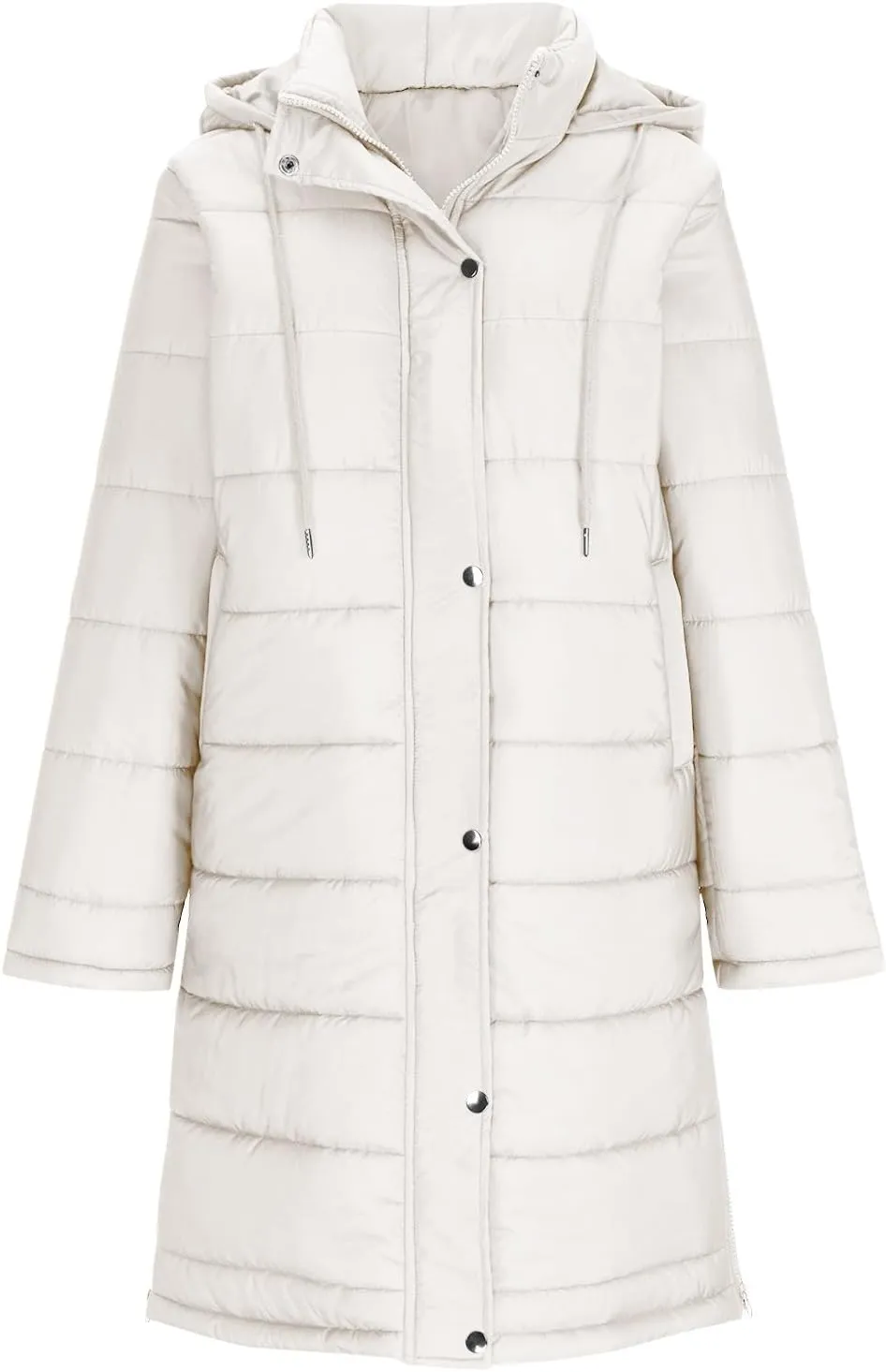 Women Long Puffer Coat Winter Warm Long Sleeve Padded Down Quilted Jackets Fashion Hooded Coats Lightweight Parka Jacket