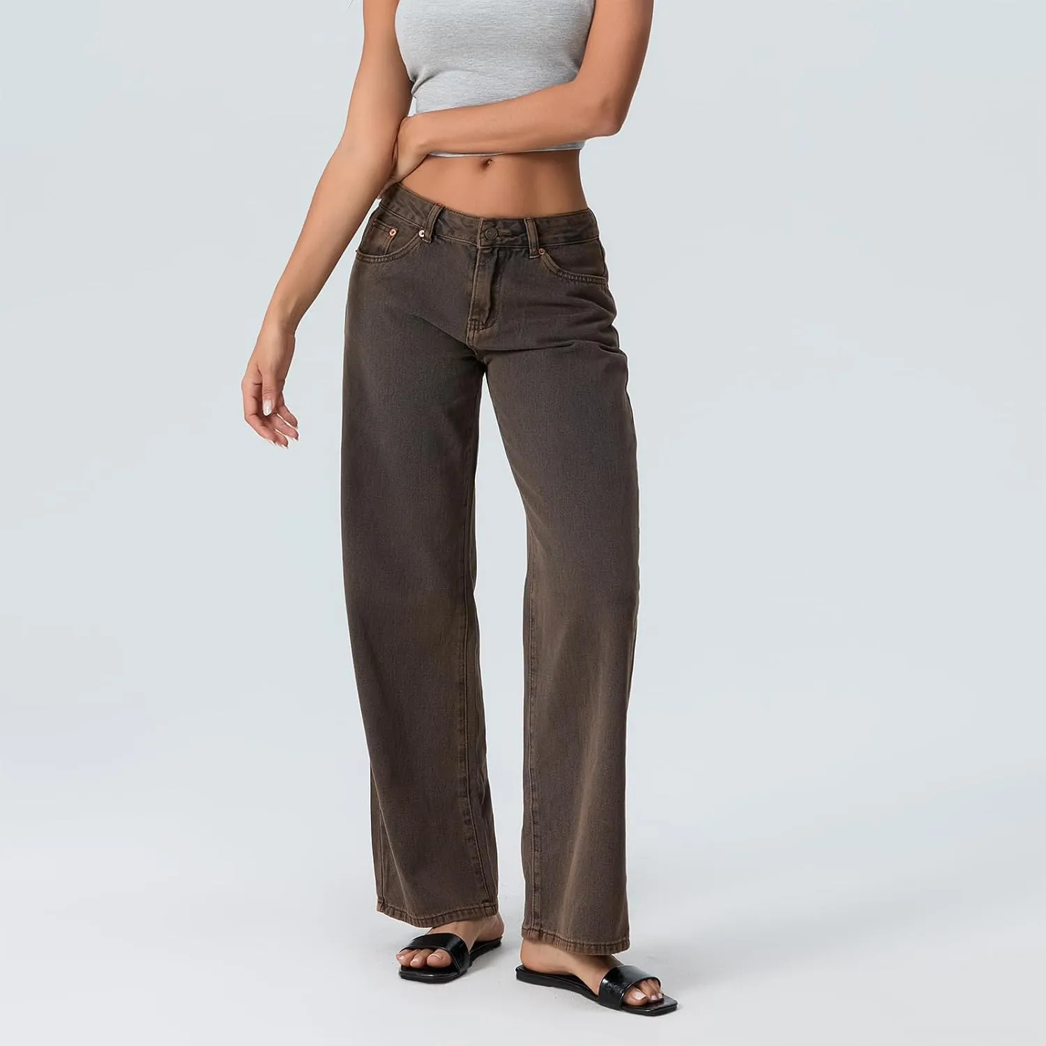 Women Low Waist Baggy Jeans Wide Leg Boyfriend Denim Pants Y2k Casual Vintage Trendy Loose Fit Trousers Streetwear