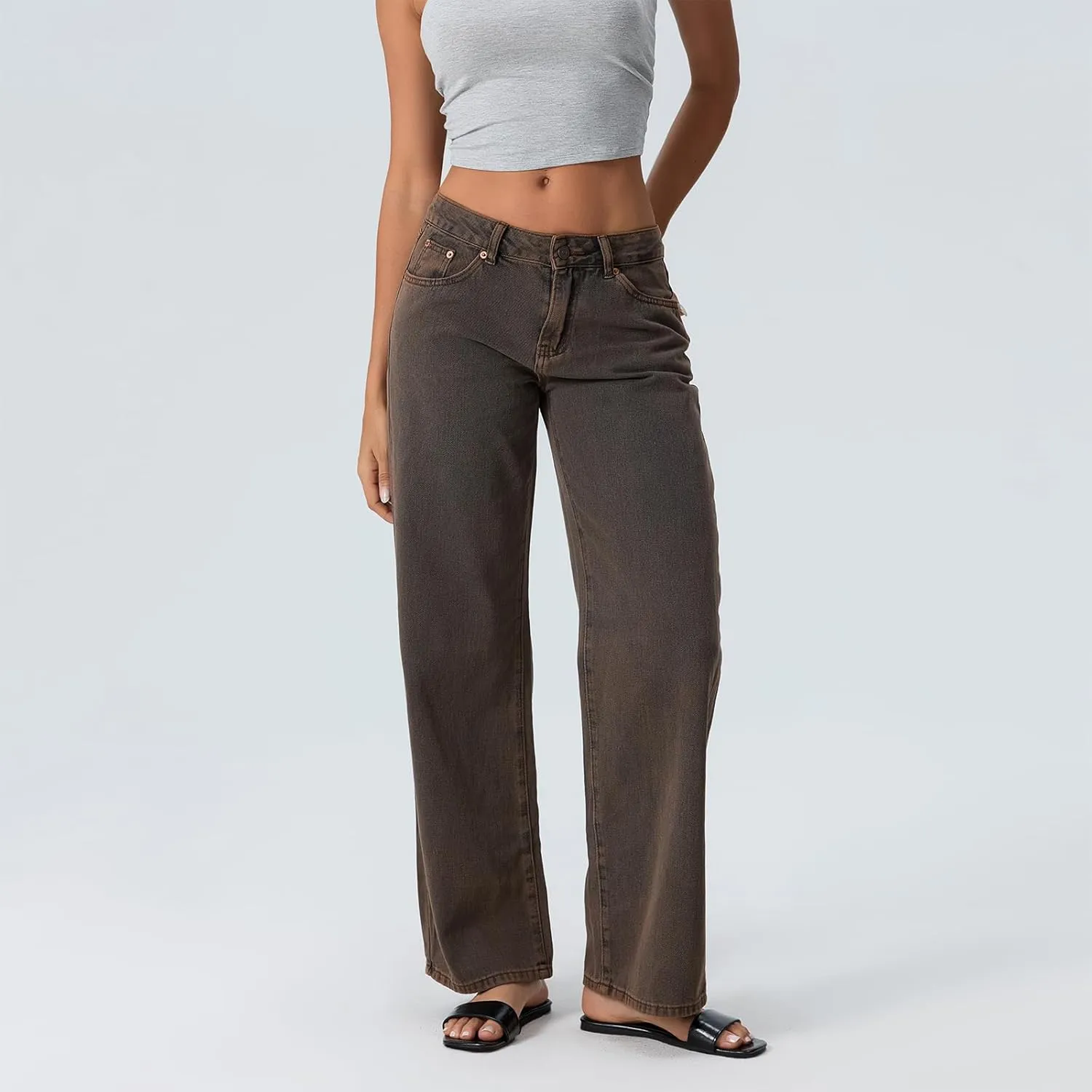Women Low Waist Baggy Jeans Wide Leg Boyfriend Denim Pants Y2k Casual Vintage Trendy Loose Fit Trousers Streetwear