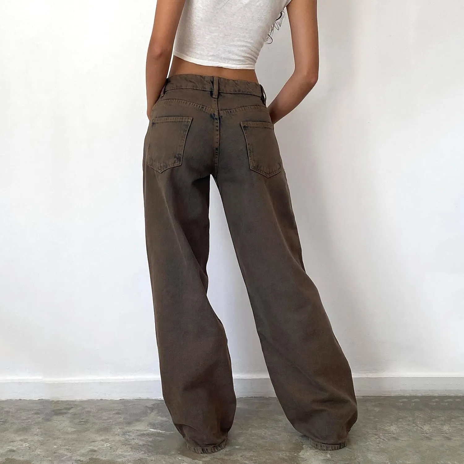 Women Low Waist Baggy Jeans Wide Leg Boyfriend Denim Pants Y2k Casual Vintage Trendy Loose Fit Trousers Streetwear