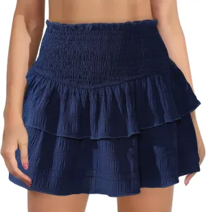 Women Sexy High Cut Tiered Basic Mini Short Skirt for Women Lace Easter Skirts 2025 Regular Fit