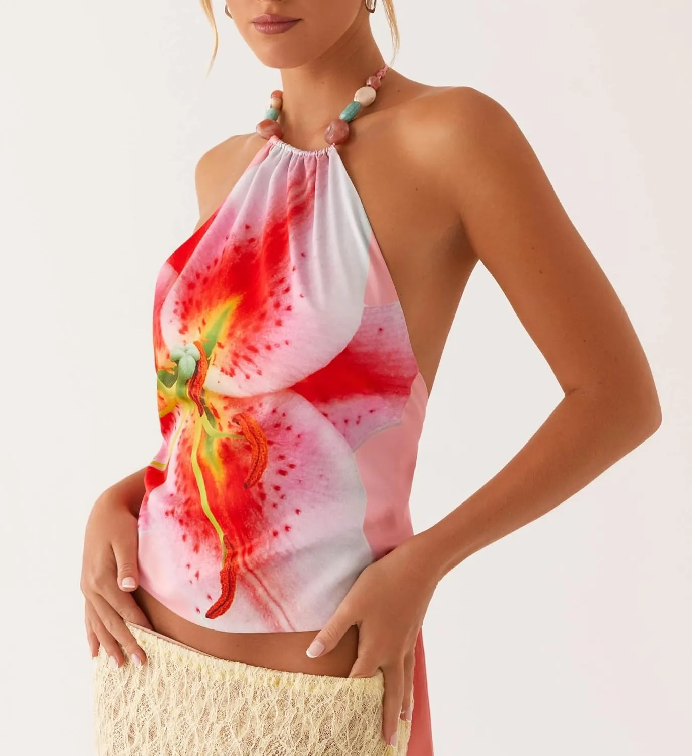 Women Y2k Floral Print Tank Top Vintage Sleeveless Crop Camisole Spaghetti Strap Aesthetic Going Out Top