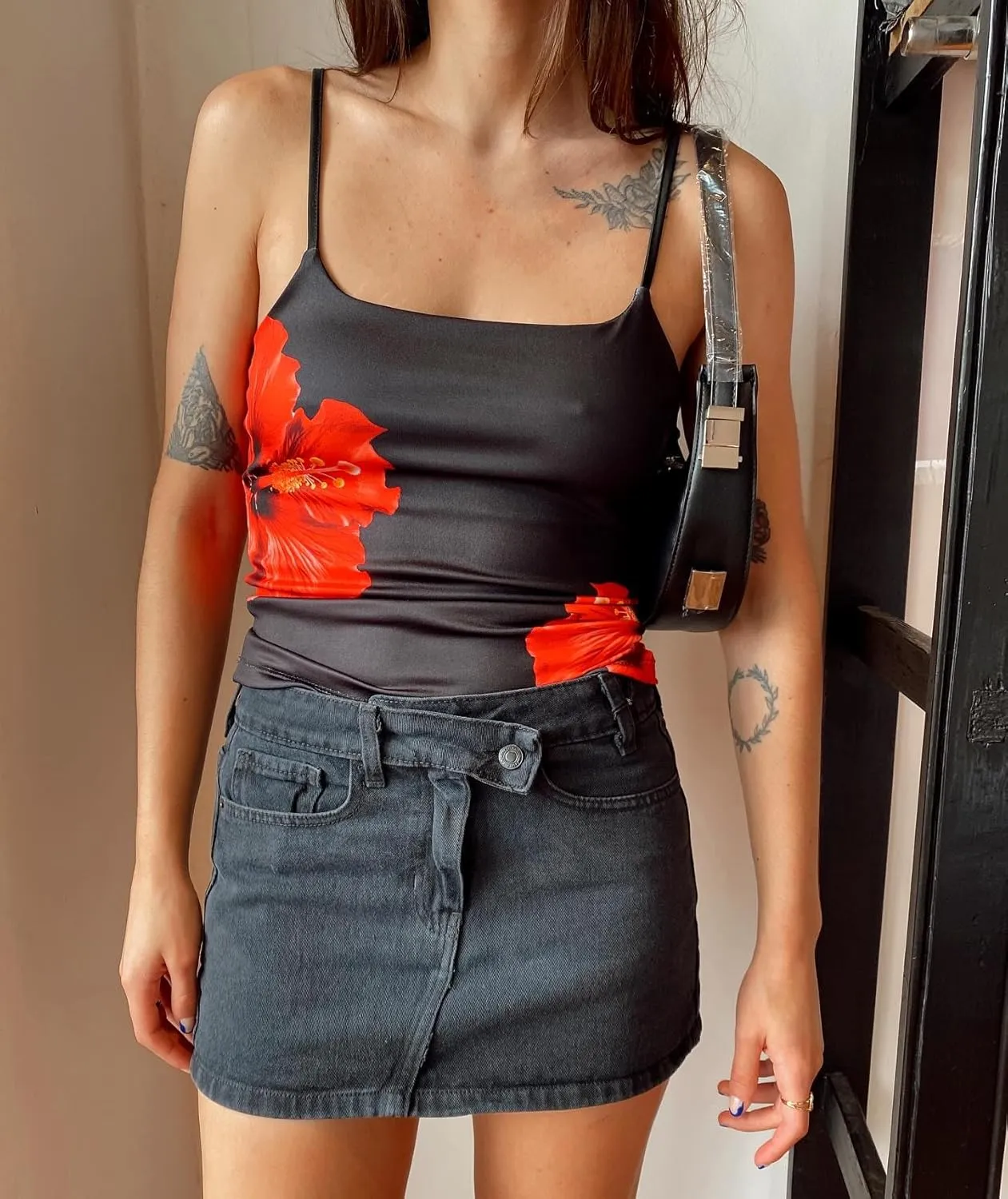 Women Y2k Floral Print Tank Top Vintage Sleeveless Crop Camisole Spaghetti Strap Aesthetic Going Out Top